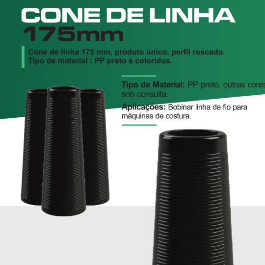 Cone de Linha 175mm para Bobinar Fio de Máquina de Costura