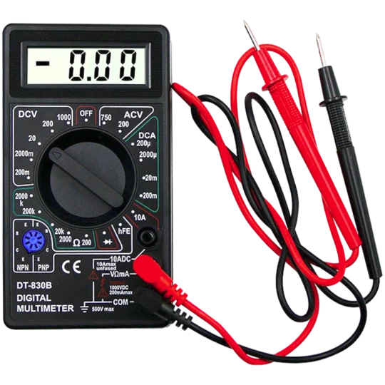 DT830D Digital Multimeter with Display and Probe Tip