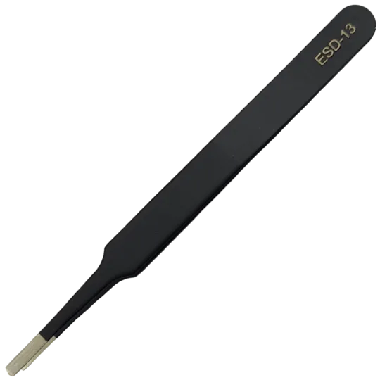 Vetus ESD-13 Anti-Static Tweezers - Straight Flat Tip 120mm